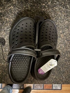Men's Black Comfort Foam Clogs with Adjustable Heel Strap